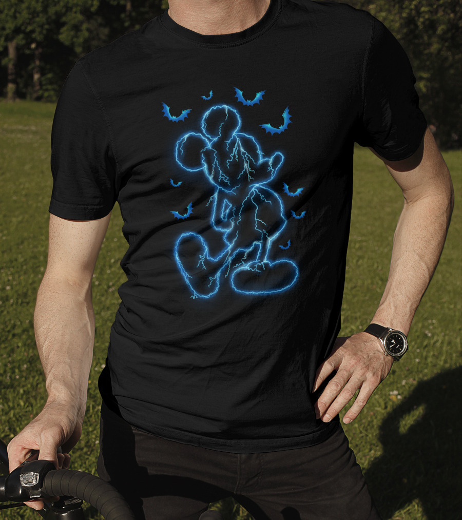 Mickey Lightning Halloween Electric Blue Bat T-Shirt