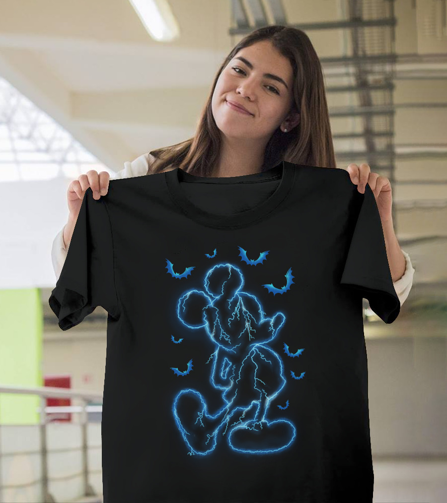 Mickey Lightning Halloween Electric Blue Bat T-Shirt