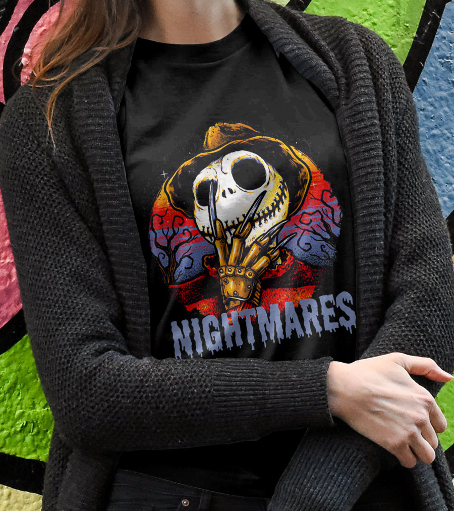 Nightmares Halloween Skull Claws Creepy Tree Sunset T-Shirt