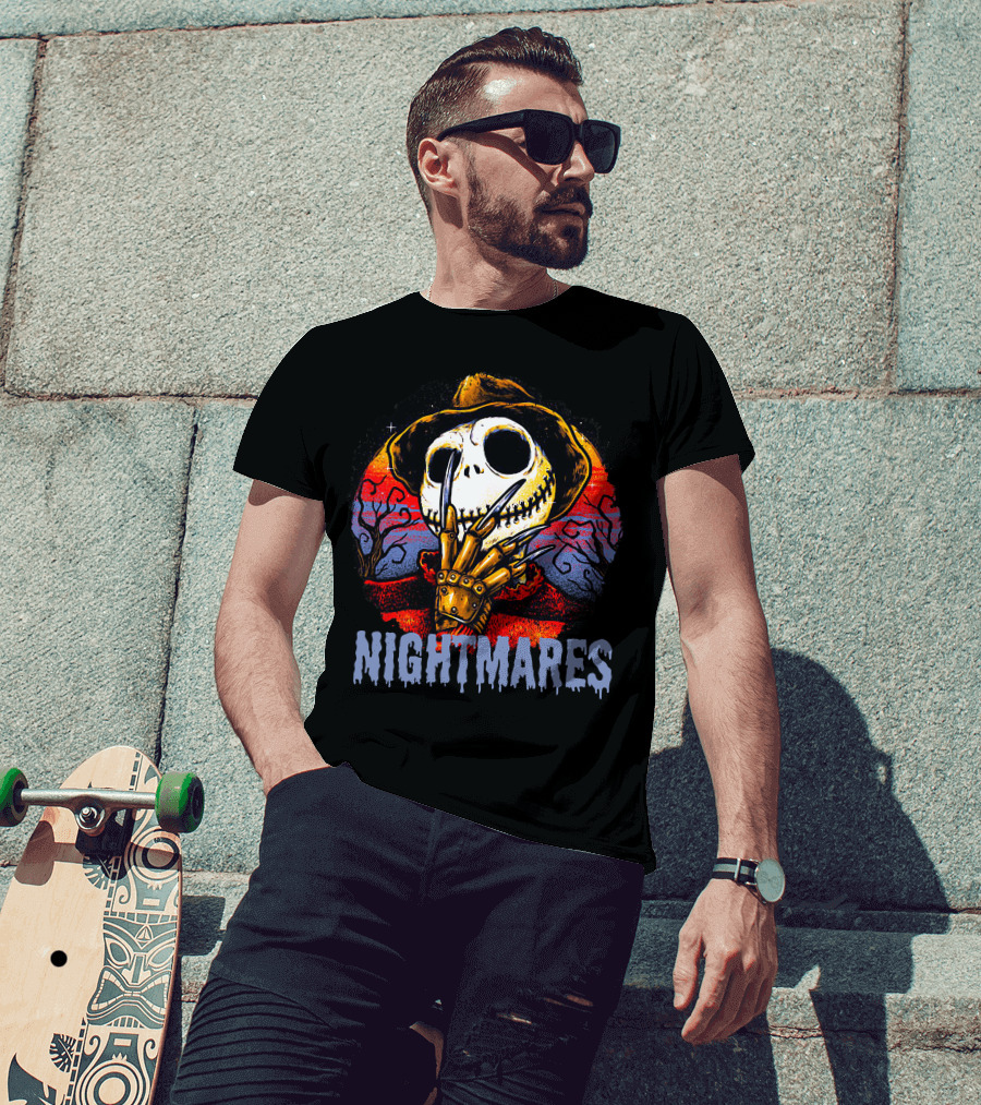 Nightmares Halloween Skull Claws Creepy Tree Sunset T-Shirt