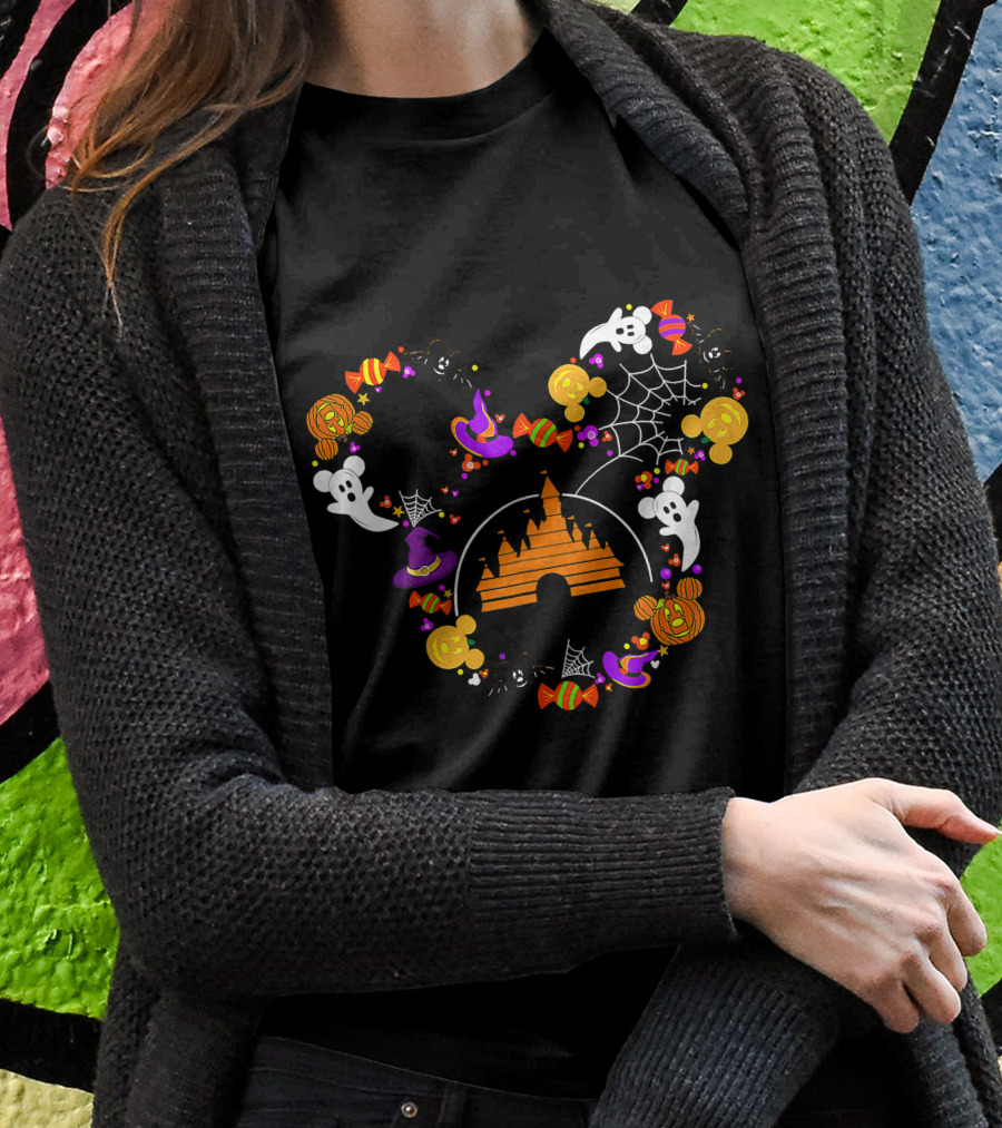 Halloween Witch Candy Ghost Castle Spooky Mouse Ears T-Shirt