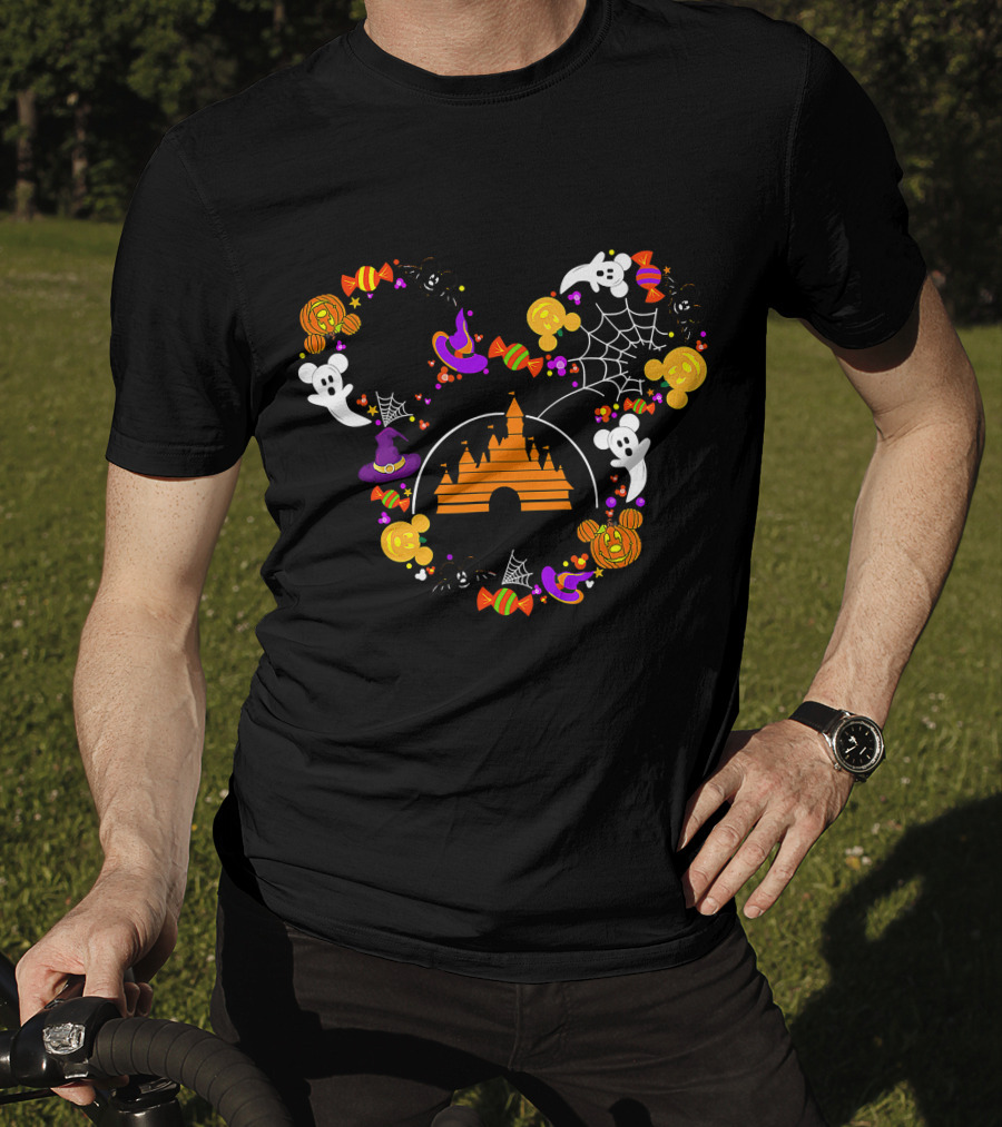 Halloween Witch Candy Ghost Castle Spooky Mouse Ears T-Shirt