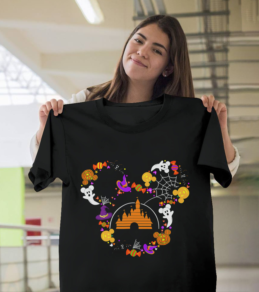 Halloween Witch Candy Ghost Castle Spooky Mouse Ears T-Shirt