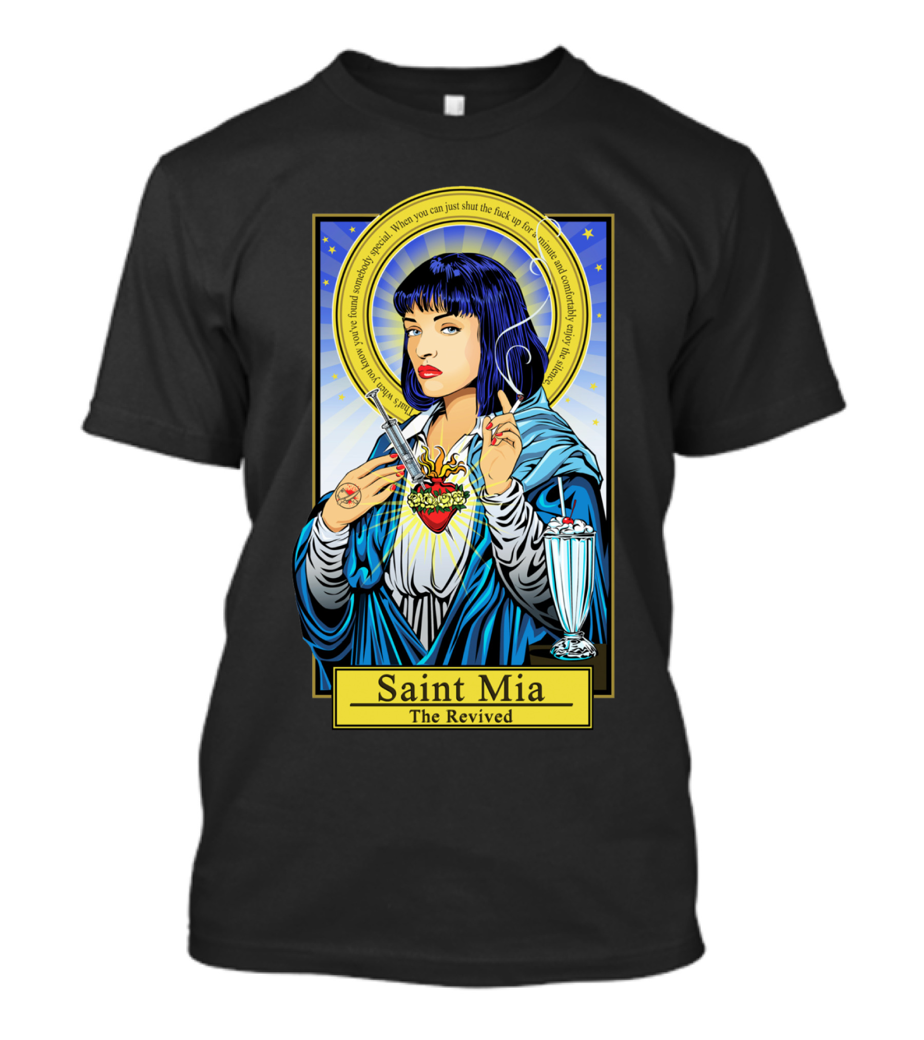 Saint Mia The Revived Pulp Fiction Icon Mia Wallace Image T-Shirt