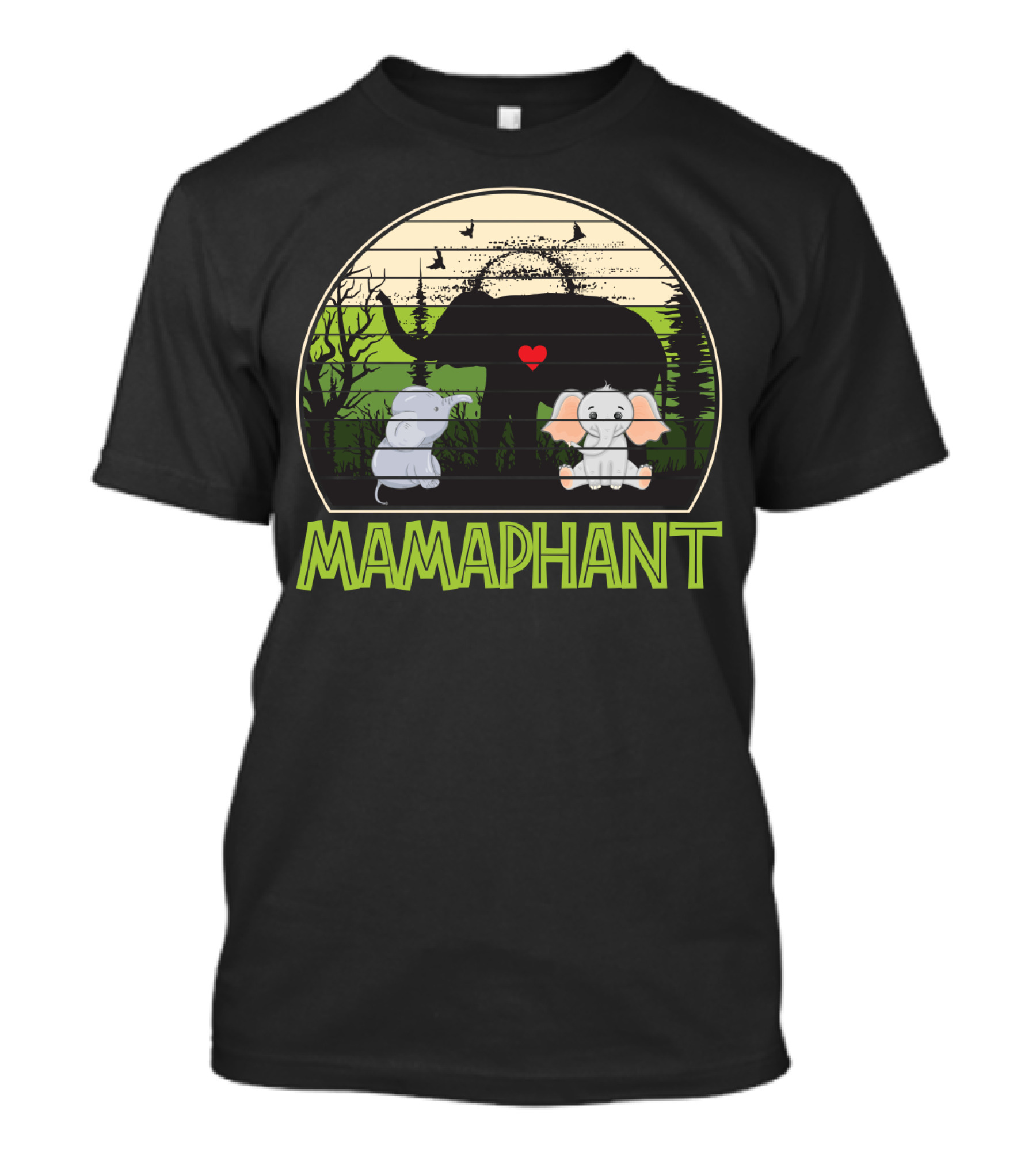 Mamaphant Cute Elephant Mom With Heart And Baby Elephants T-Shirt