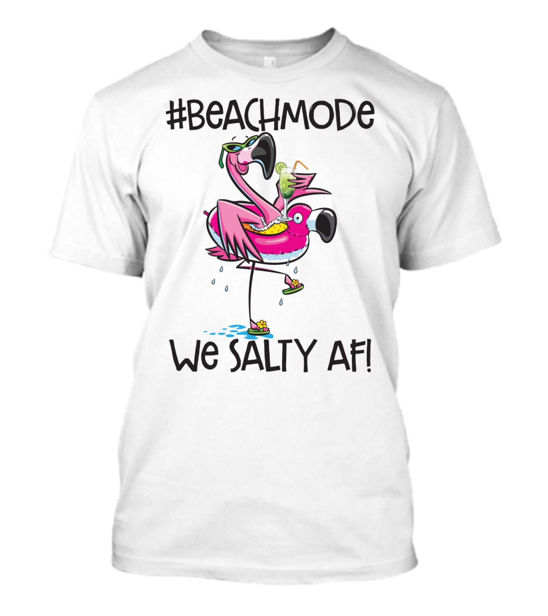 BeachMode We Salty AF Flamingo Summer Vacation T-Shirt