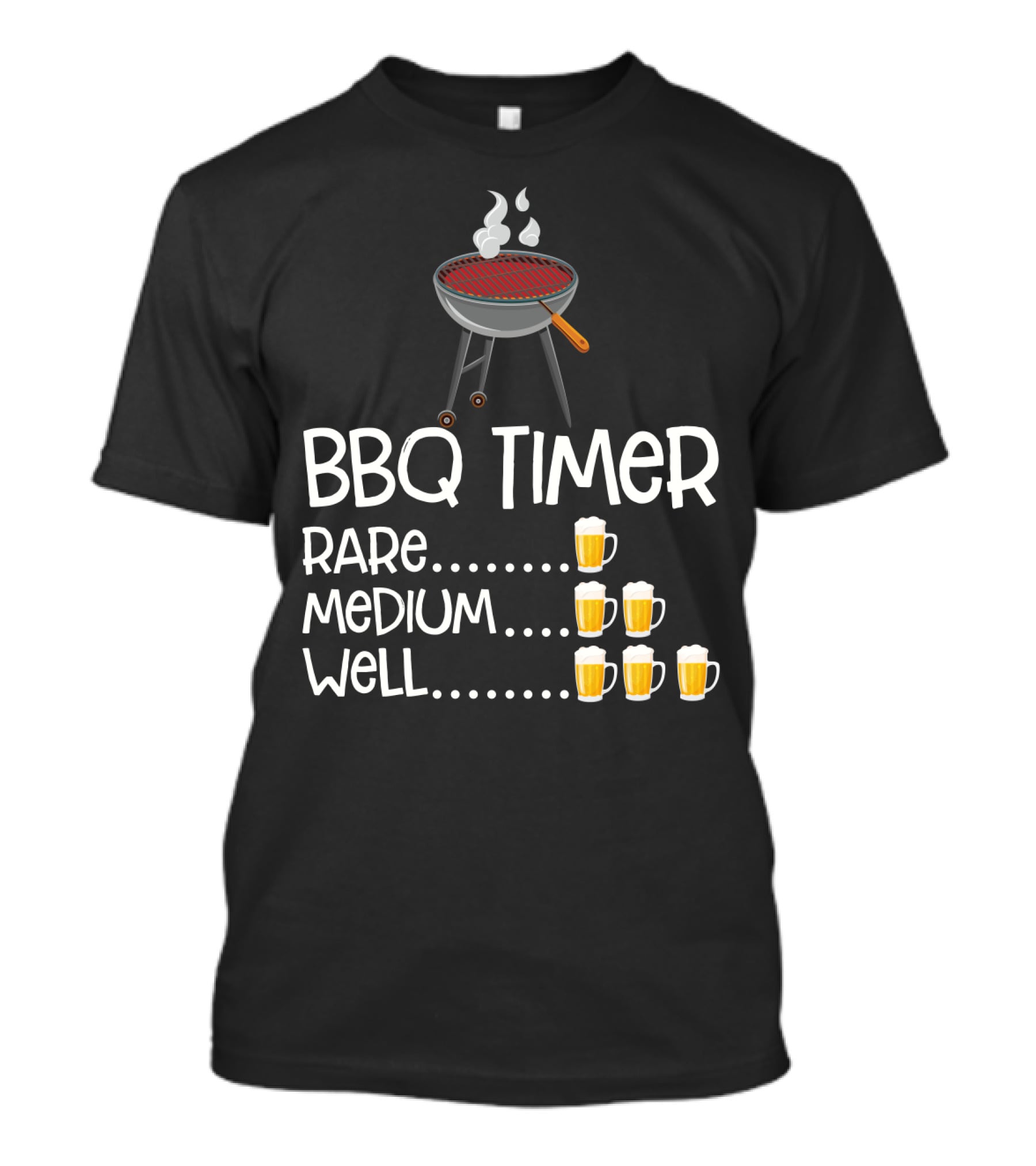 BBQ Timer Rare Medium Well Beer Mug Levels Grill T-Shirt