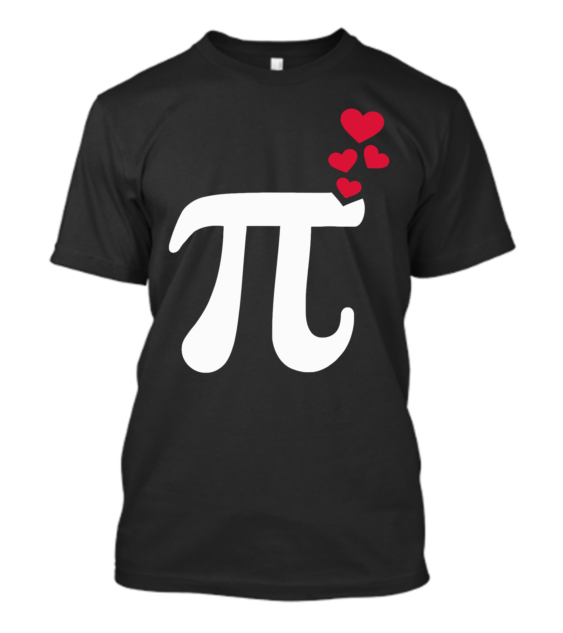 Pi Symbol With Red Hearts T-Shirt