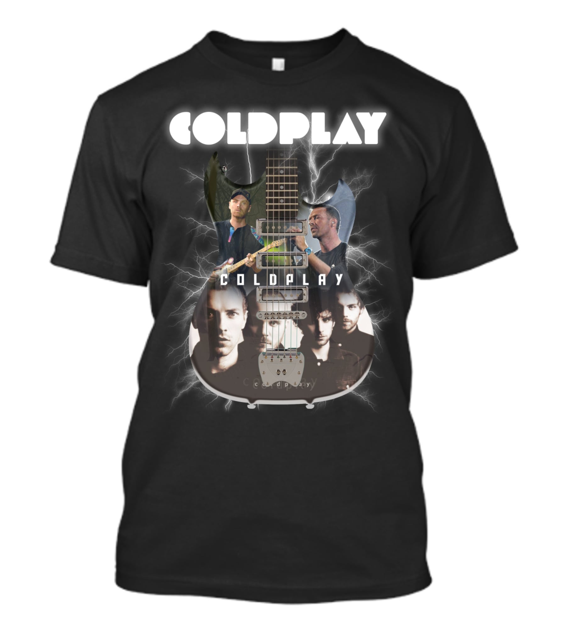 COLDPLAY Electric Guitar Lightning Portraits T-Shirt