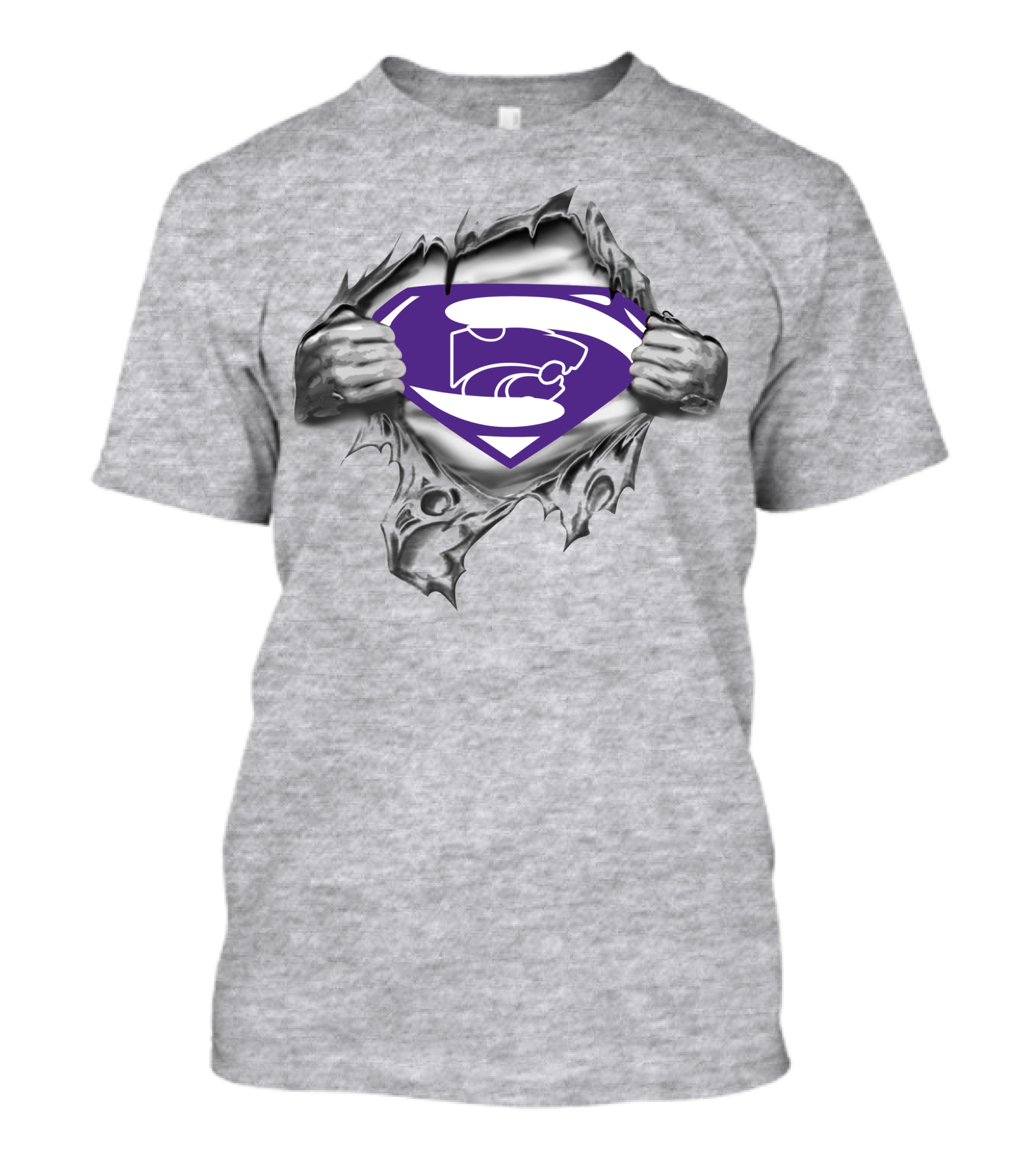 Kansas State Wildcats Superman Logo Ripped Shield T-Shirt