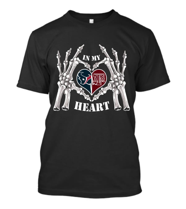 In My Heart Texans Aggies Skeleton Hands T-Shirt