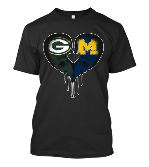 Packers And Michigan Wolverines Heart Fusion T-Shirt