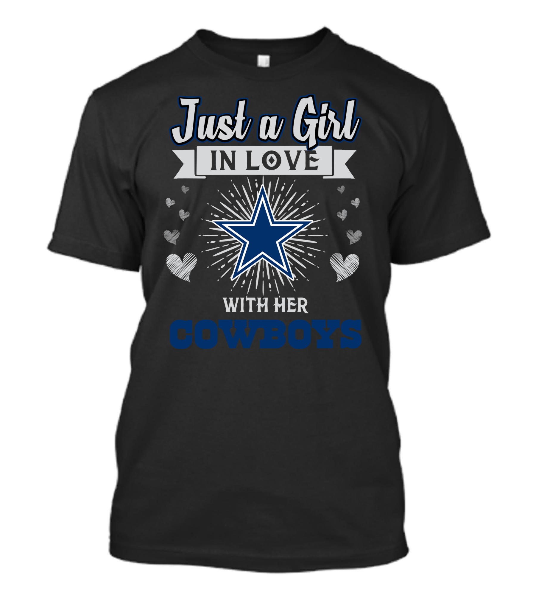 Just A Girl In Love With Her Cowboys Star Hearts T-Shirt