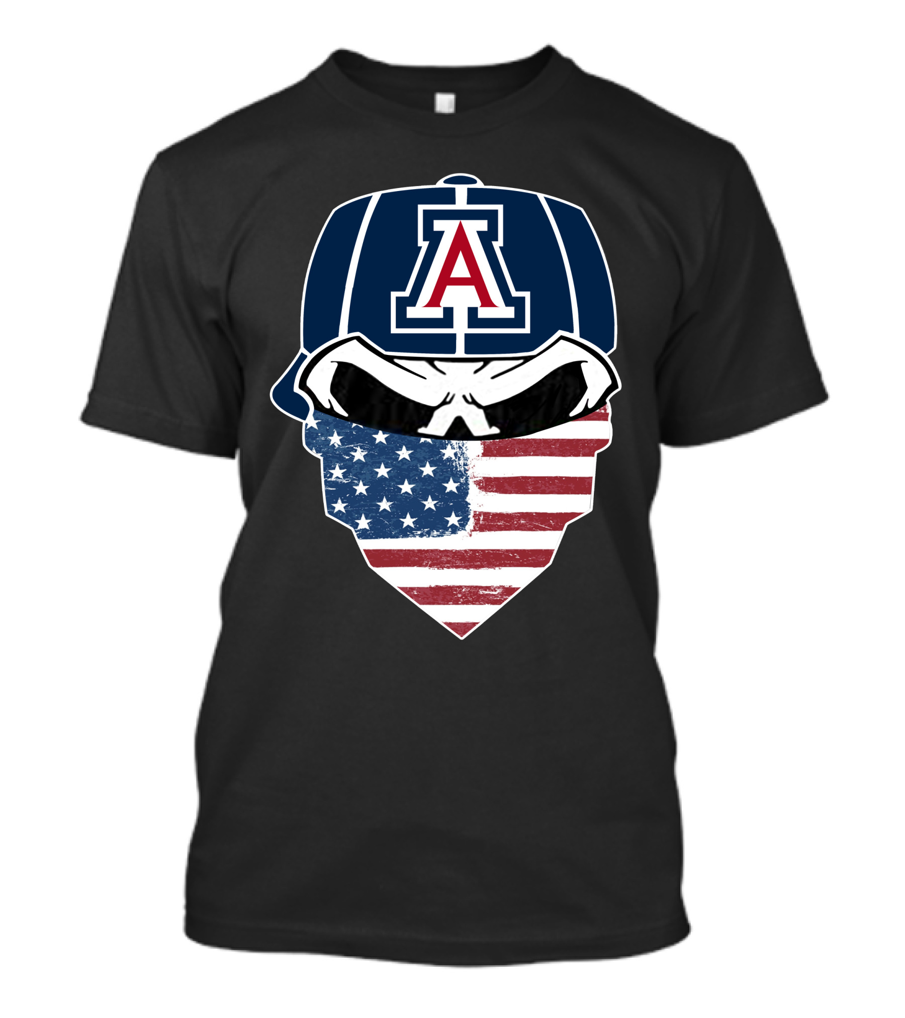 Arizona Wildcats Skull American Flag Bandana T-Shirt