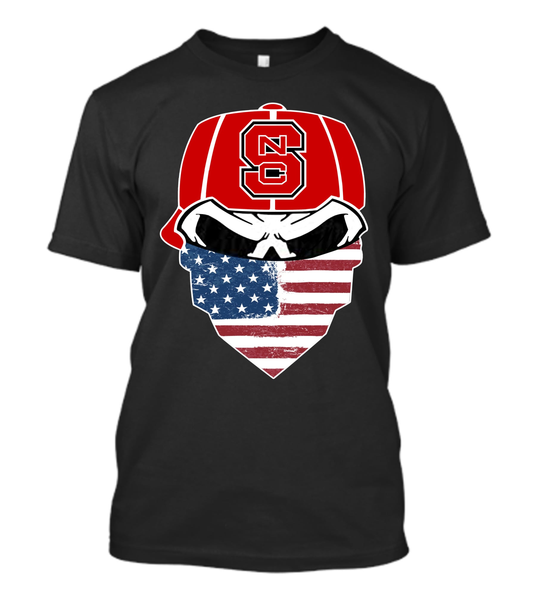 NC State Skuls American Flag Bandana Hat T-Shirt