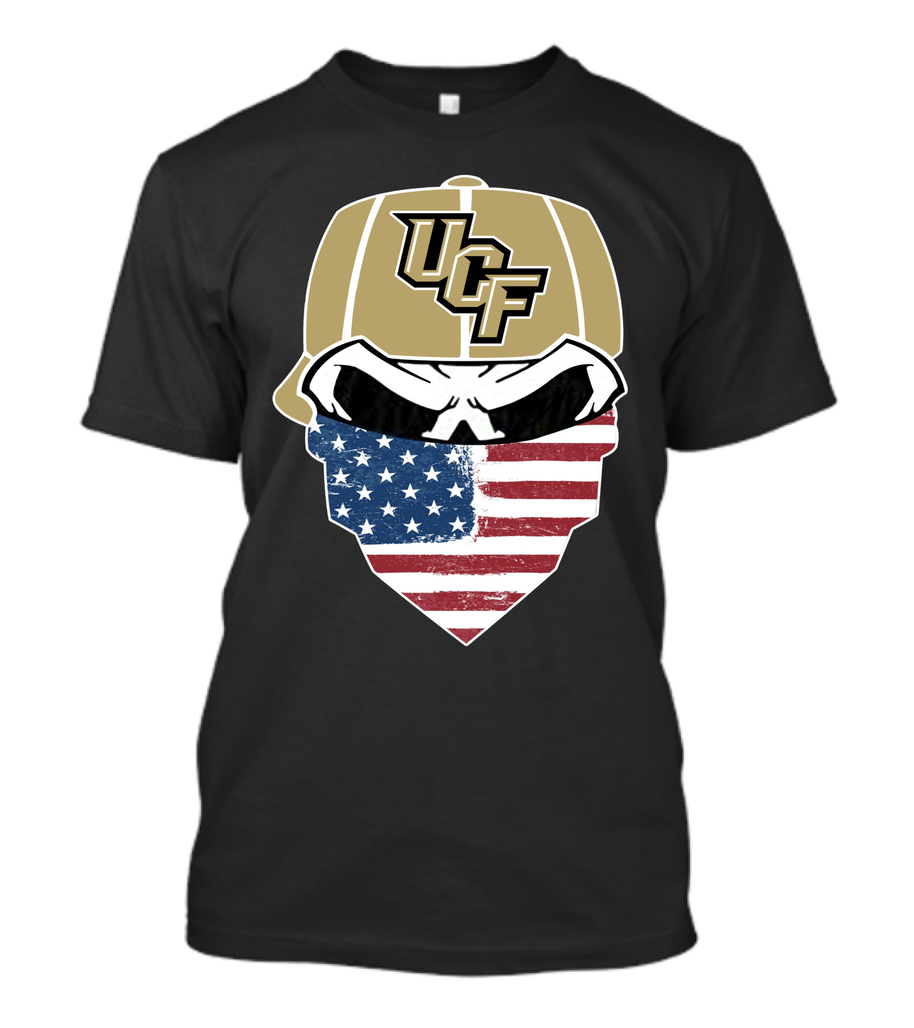 UCF Knights Skull With American Flag Bandana Hat T-Shirt