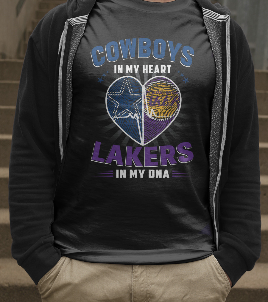 Cowboys In My Heart Lakers In My Dna T-Shirt
