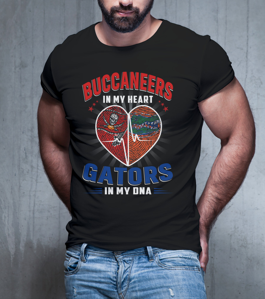 Buccaneers In My Heart Gators In My DNA Football Florida Passion T-Shirt