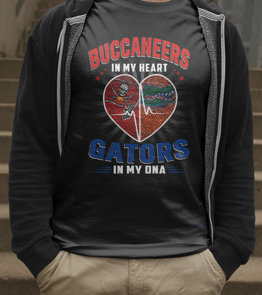 Buccaneers In My Heart Gators In My DNA Football Florida Passion T-Shirt