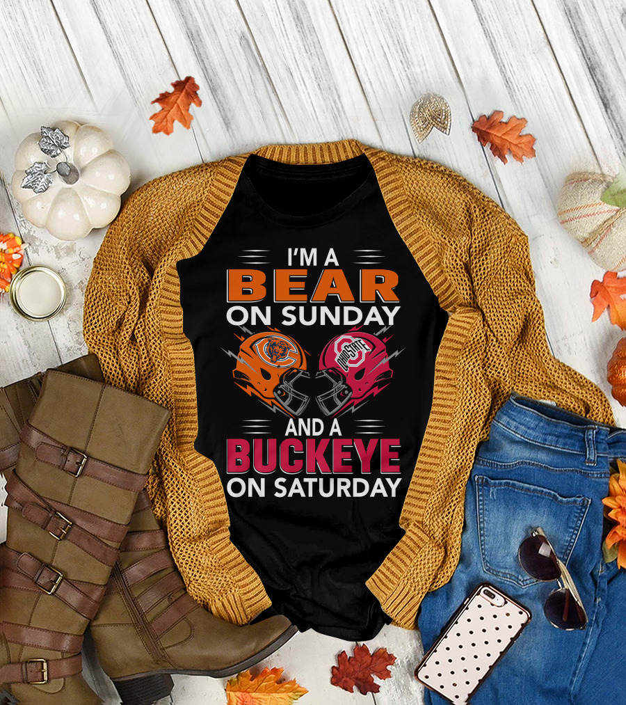 I'm A Bear On Sunday And A Buckeye On Saturday Helmet T-Shirt