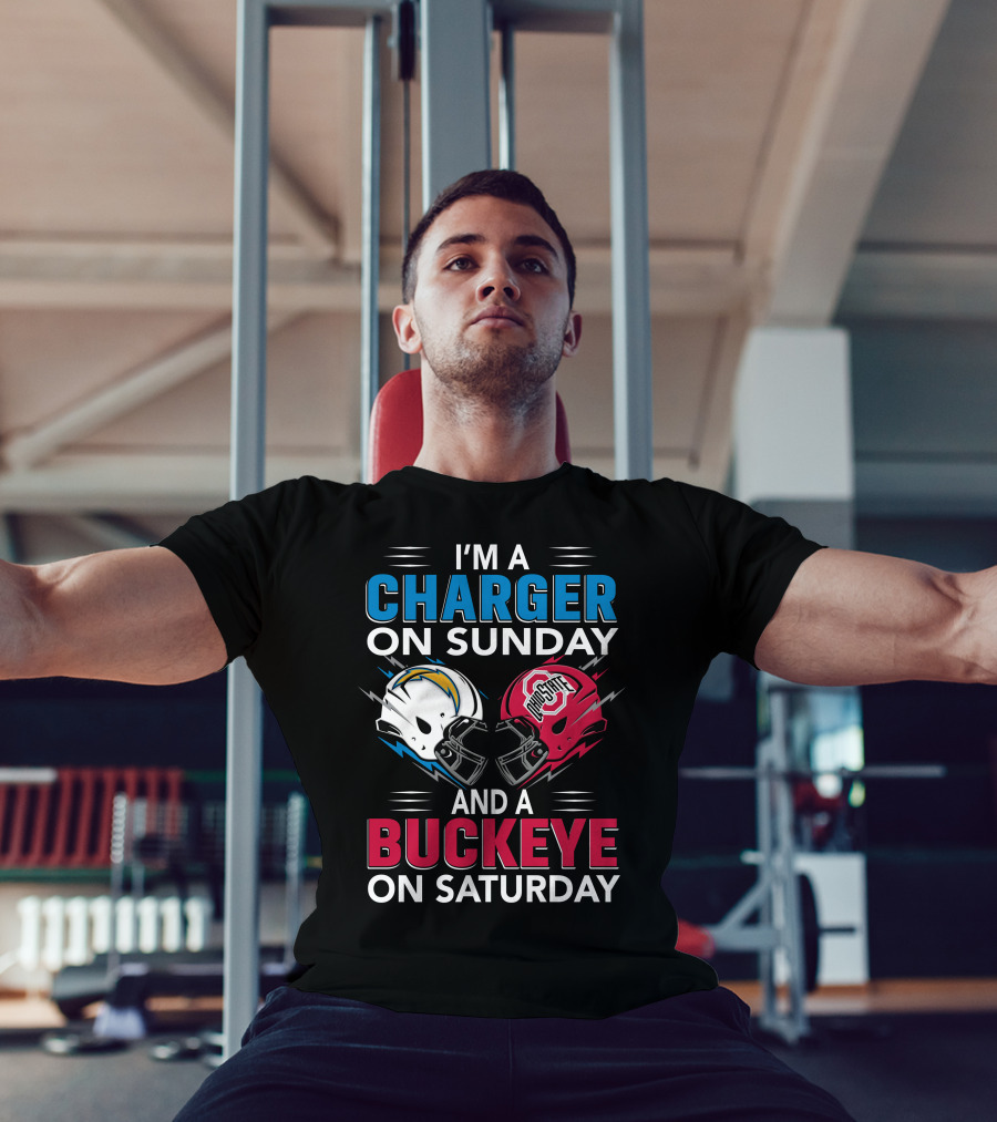 I'm A Charger On Sunday And A Buckeye On Saturday Football Helmets T-Shirt