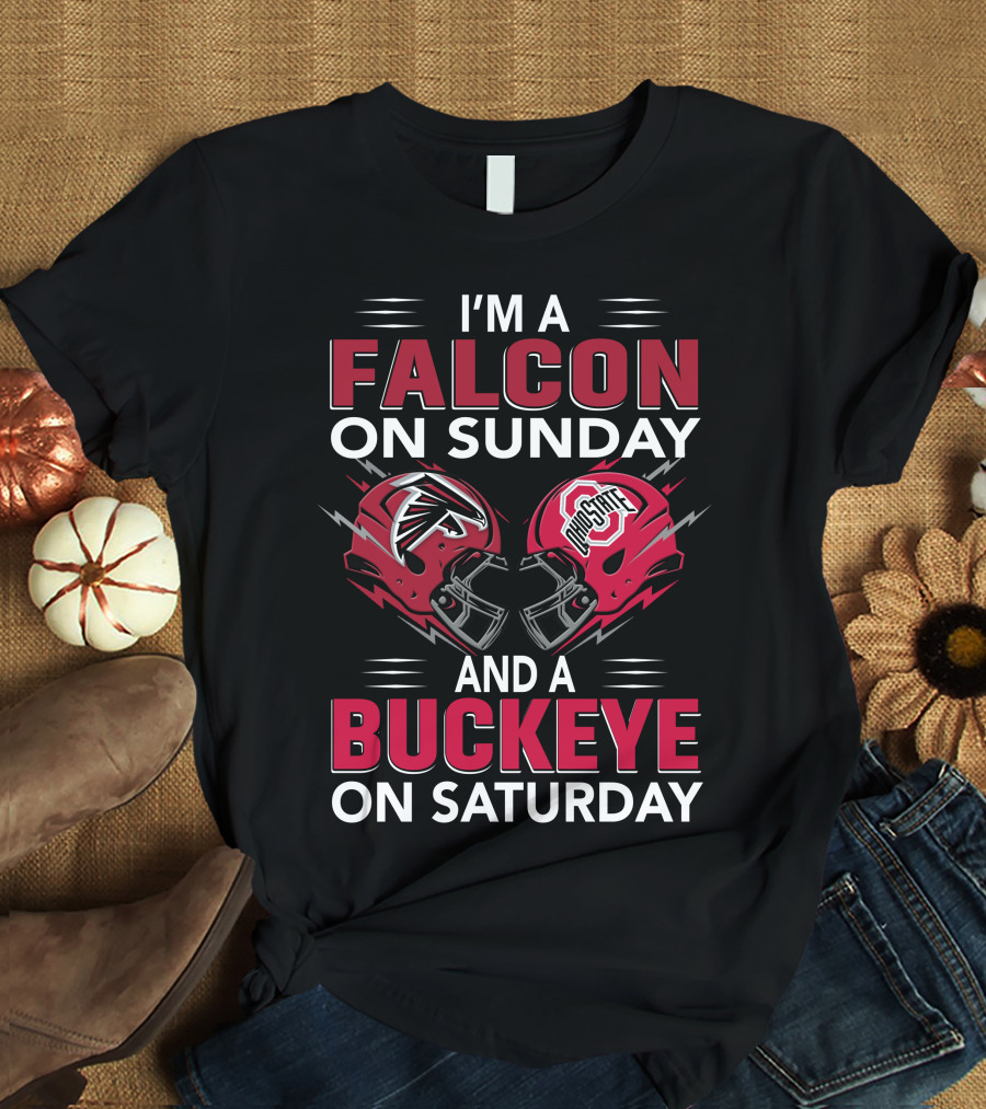 I'm A Falcon On Sunday And A Buckeye On Saturday Football Fan Helmet T-Shirt