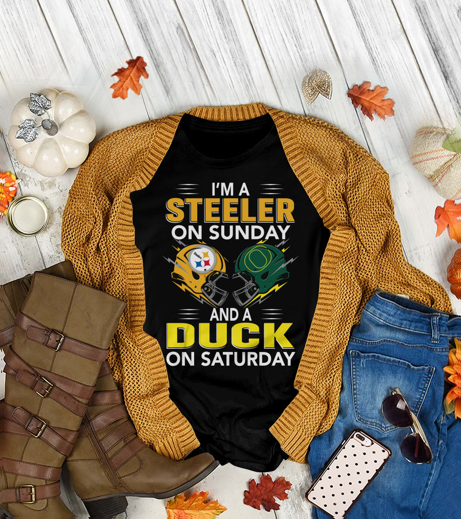 I'm A Steeler On Sunday And A Duck On Saturday Football Helmets T-Shirt