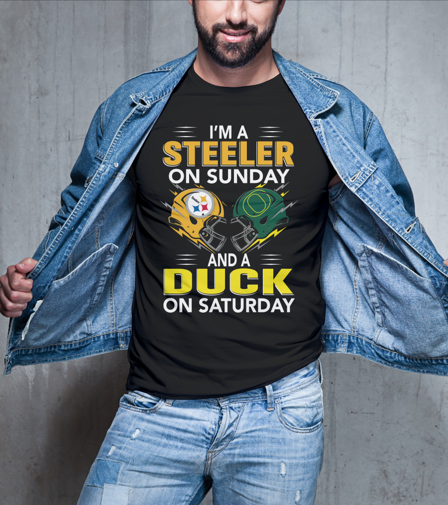 I'm A Steeler On Sunday And A Duck On Saturday Football Helmets T-Shirt