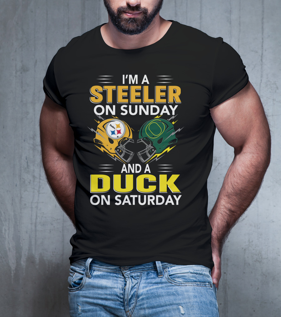 I'm A Steeler On Sunday And A Duck On Saturday Football Helmets T-Shirt