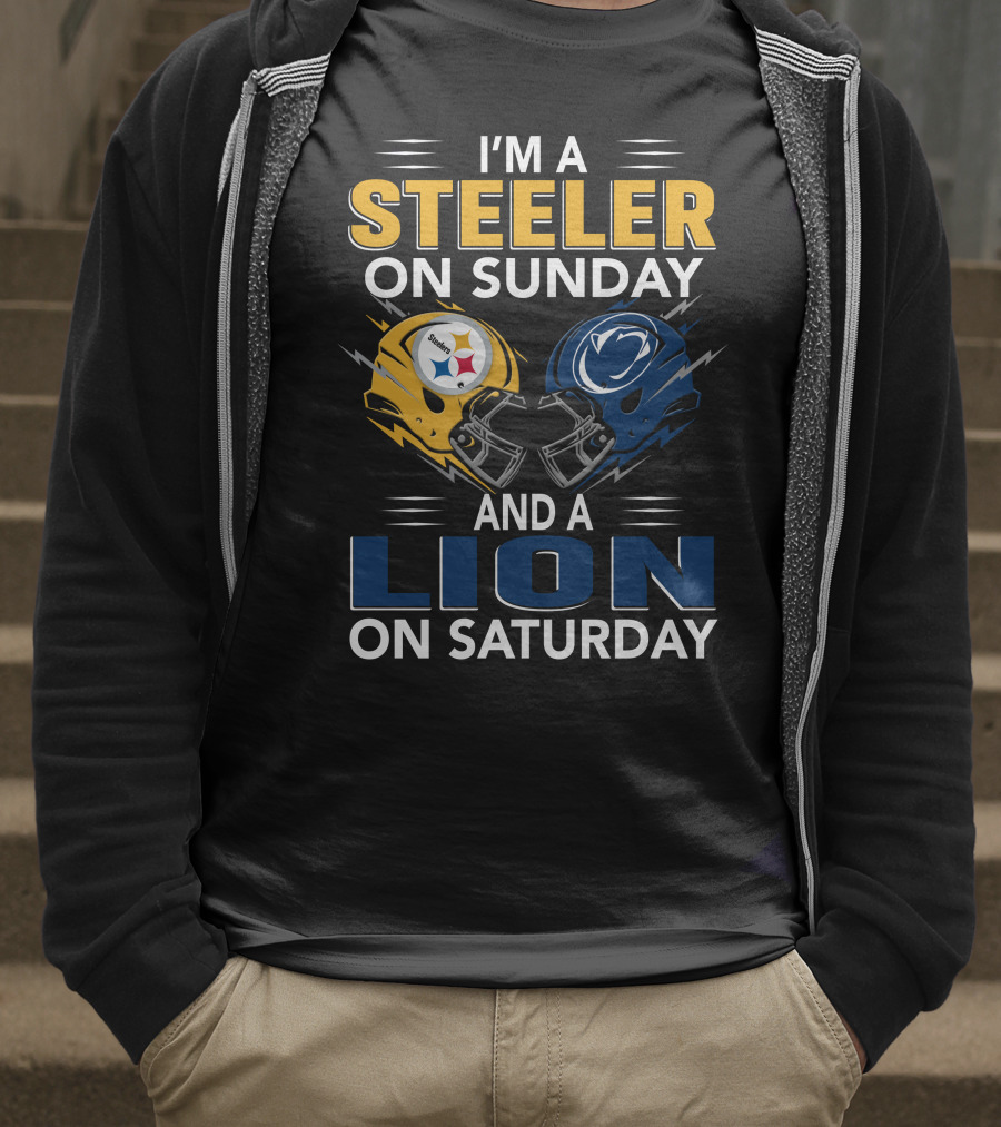 Steeler On Sunday Lion On Saturday Football Helmets T-Shirt