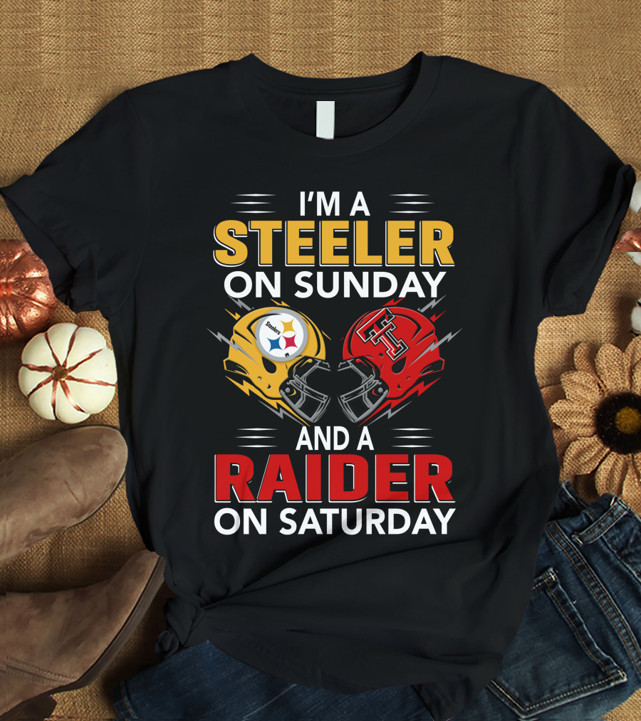 I'm A Steeler On Sunday And A Raider On Saturday Football Helmets T-Shirt