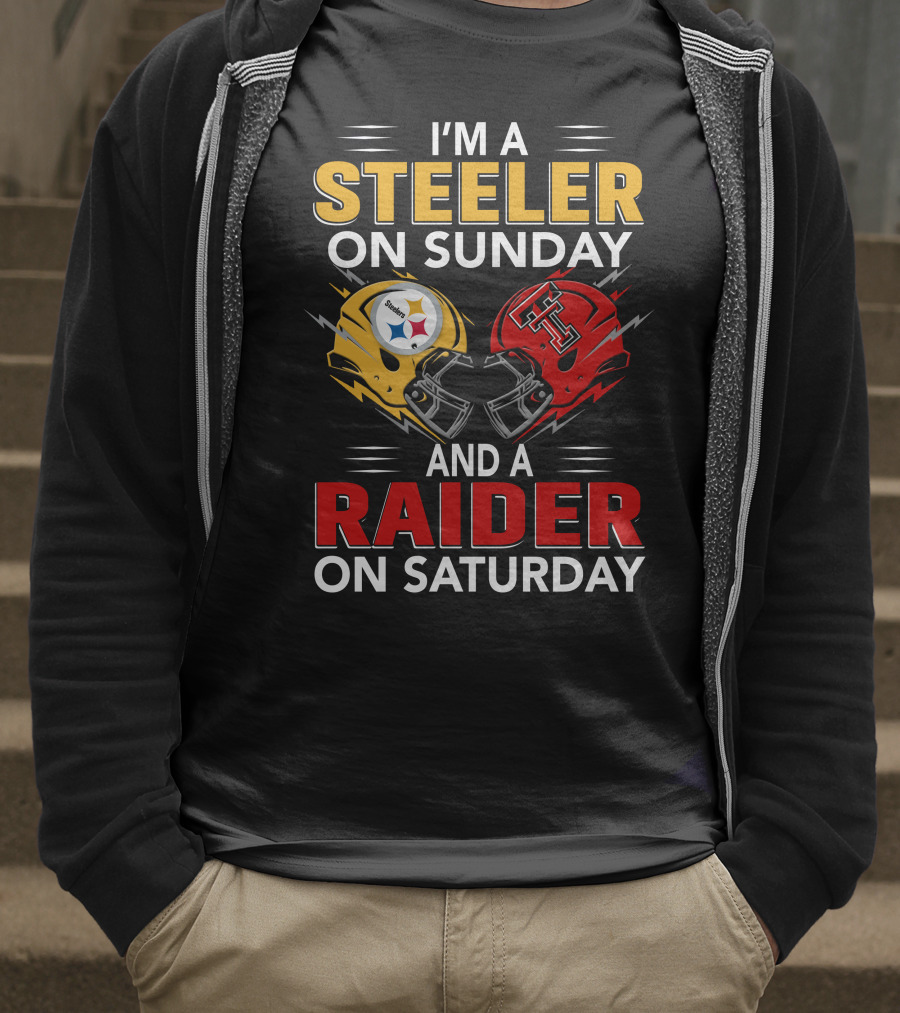 I'm A Steeler On Sunday And A Raider On Saturday Football Helmets T-Shirt