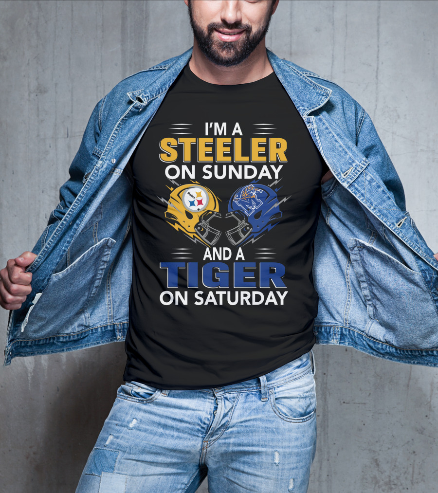 I'm A Steeler On Sunday And A Tiger On Saturday Football Helmets T-Shirt