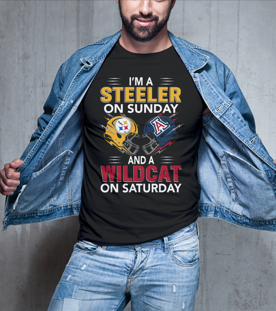 I'm A Steeler On Sunday And A Wildcat On Saturday Helmet Clash T-Shirt