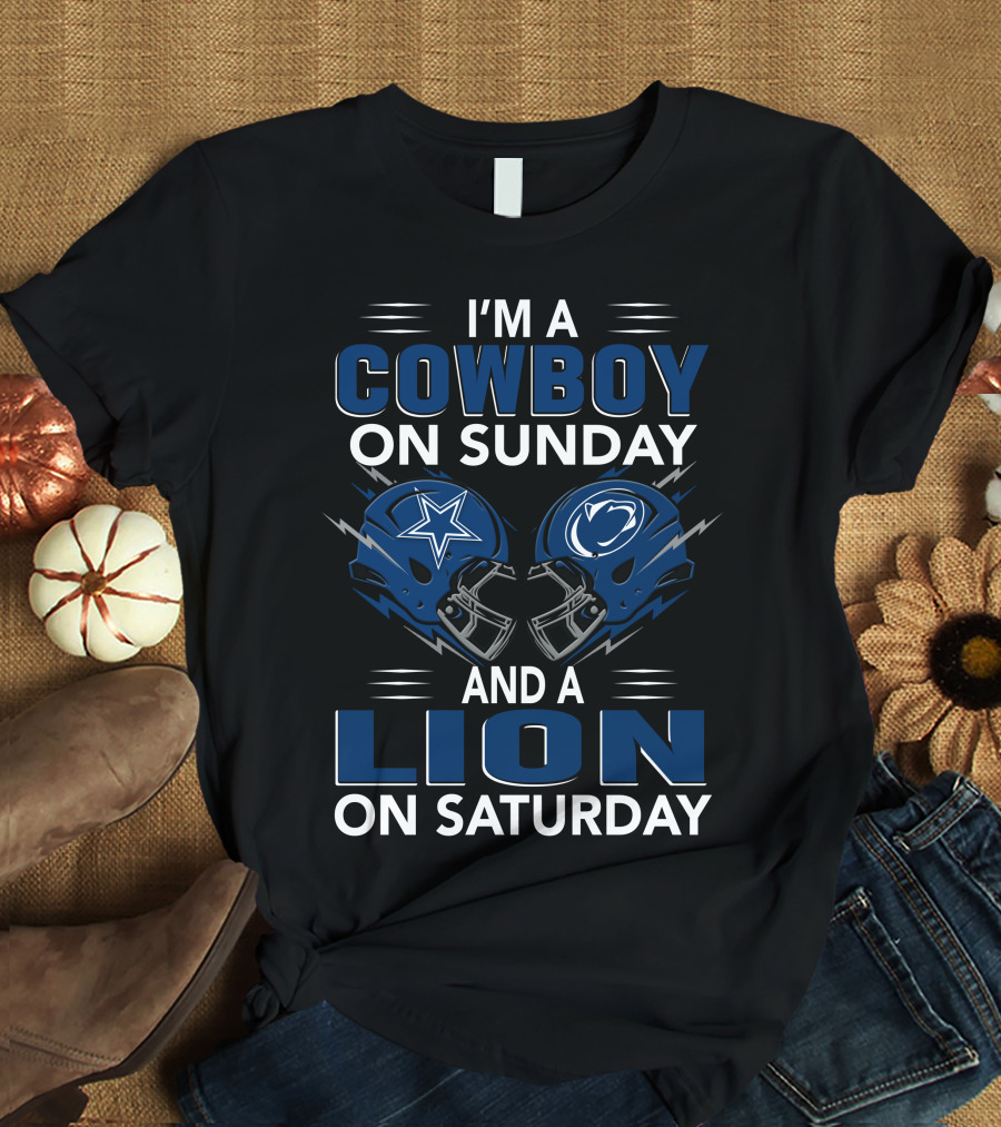 I'm A Cowboy On Sunday And A Lion On Saturday Helmets T-Shirt
