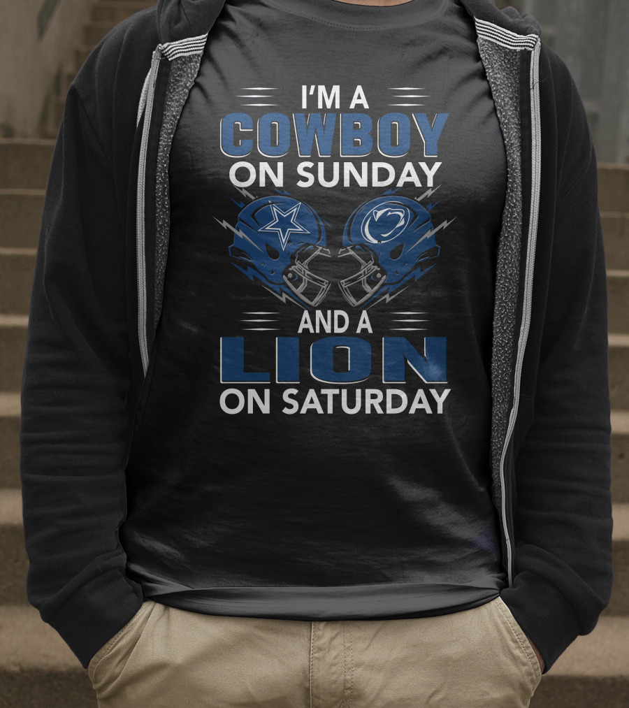 I'm A Cowboy On Sunday And A Lion On Saturday Helmets T-Shirt