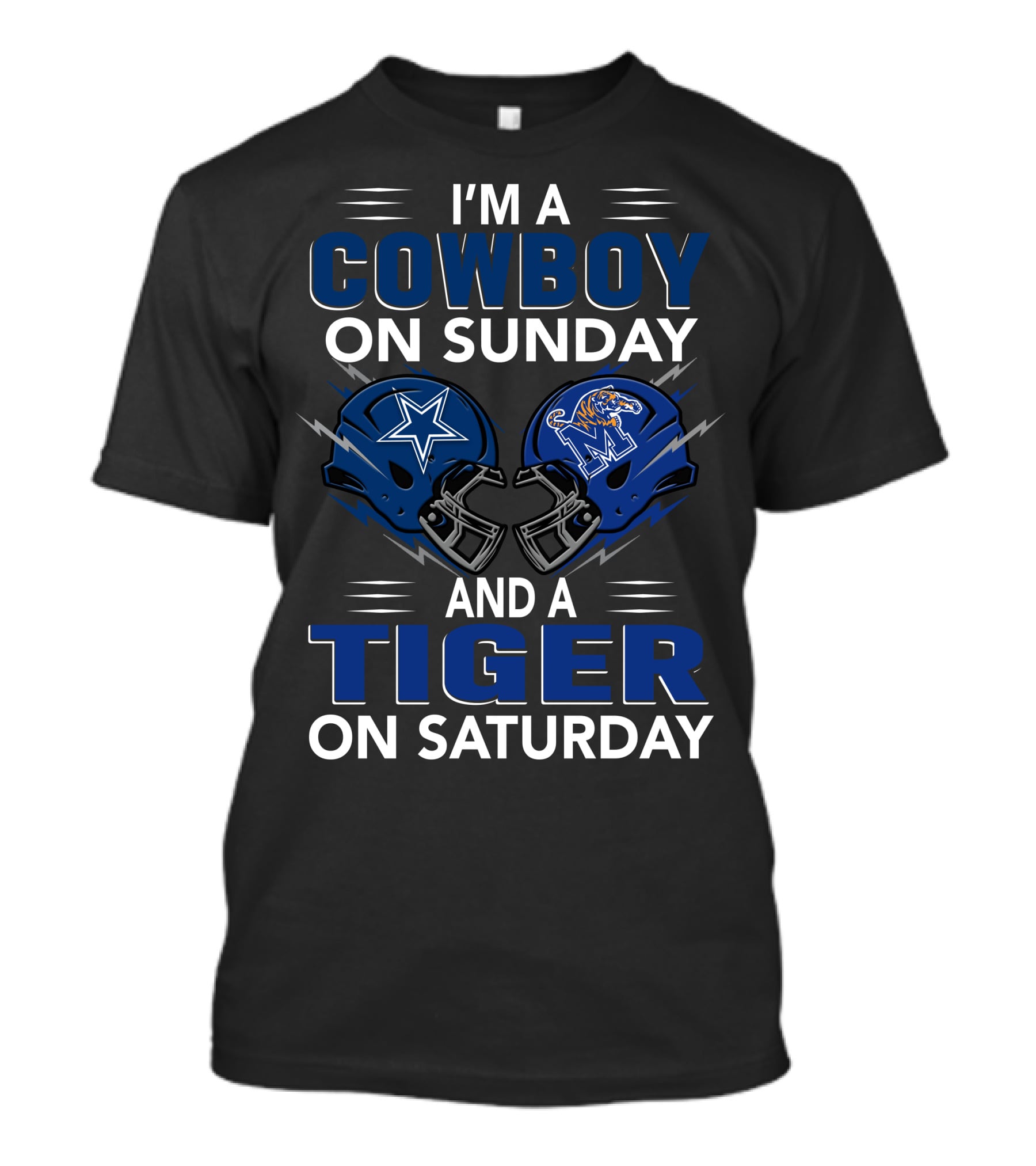 I'm A Cowboy On Sunday And A Tiger On Saturday Helmet Clash T-Shirt