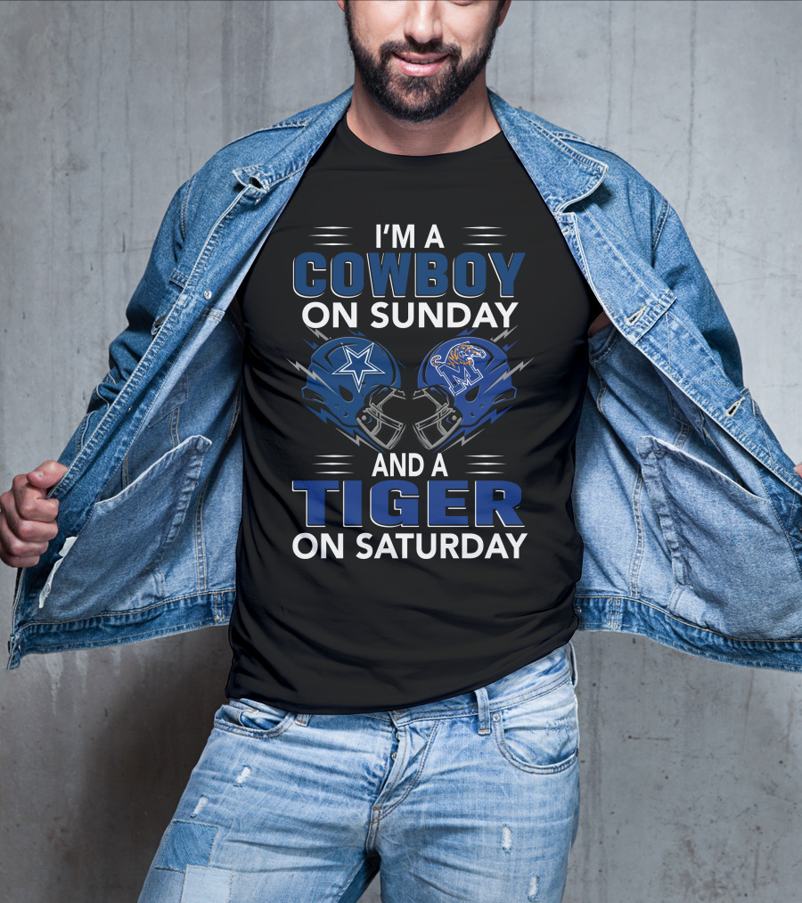 I'm A Cowboy On Sunday And A Tiger On Saturday Helmet Clash T-Shirt