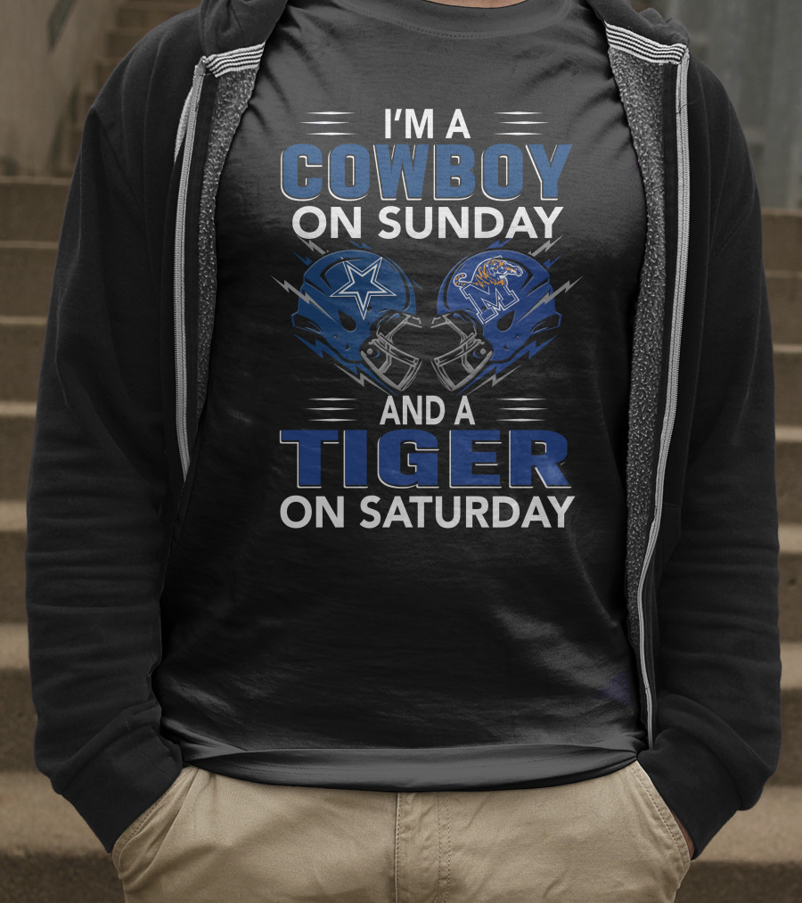 I'm A Cowboy On Sunday And A Tiger On Saturday Helmet Clash T-Shirt