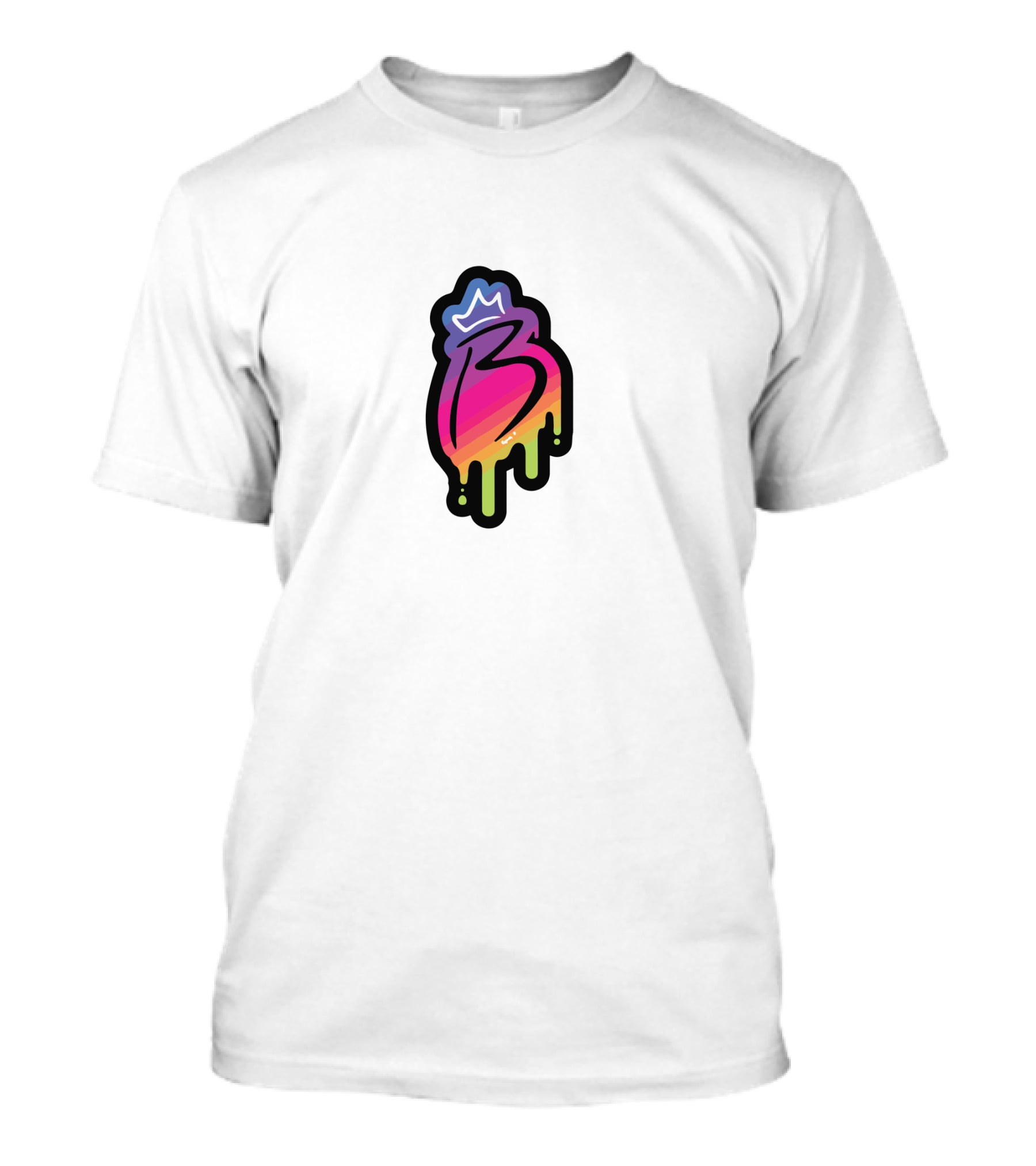 Royally B Drip With Crown Icon Gradient Pink Yellow Black Border T-Shirt