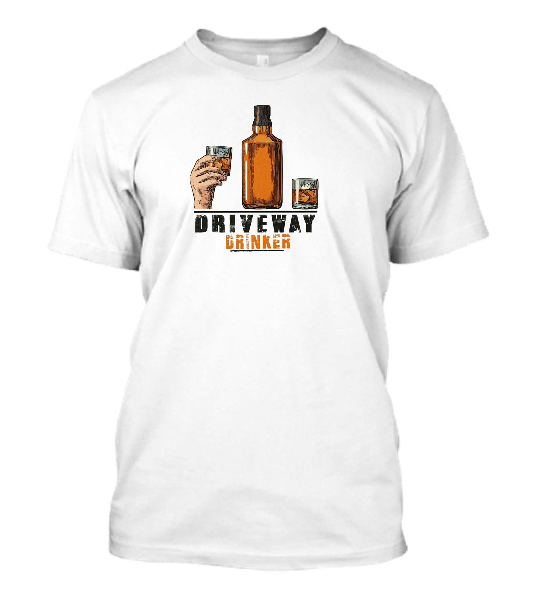 Driveway Drinker Whiskey Bottle And Glasses T-Shirt