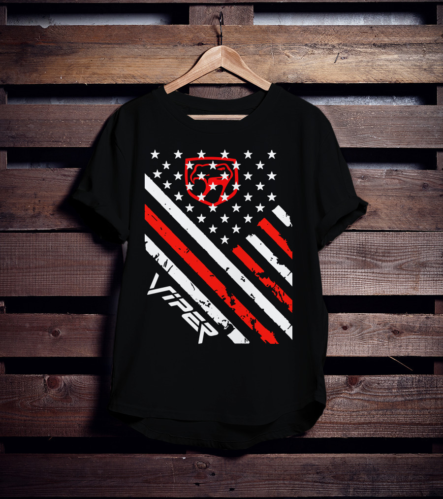 Dodge Viper American Flag Stripes And Stars T-Shirt