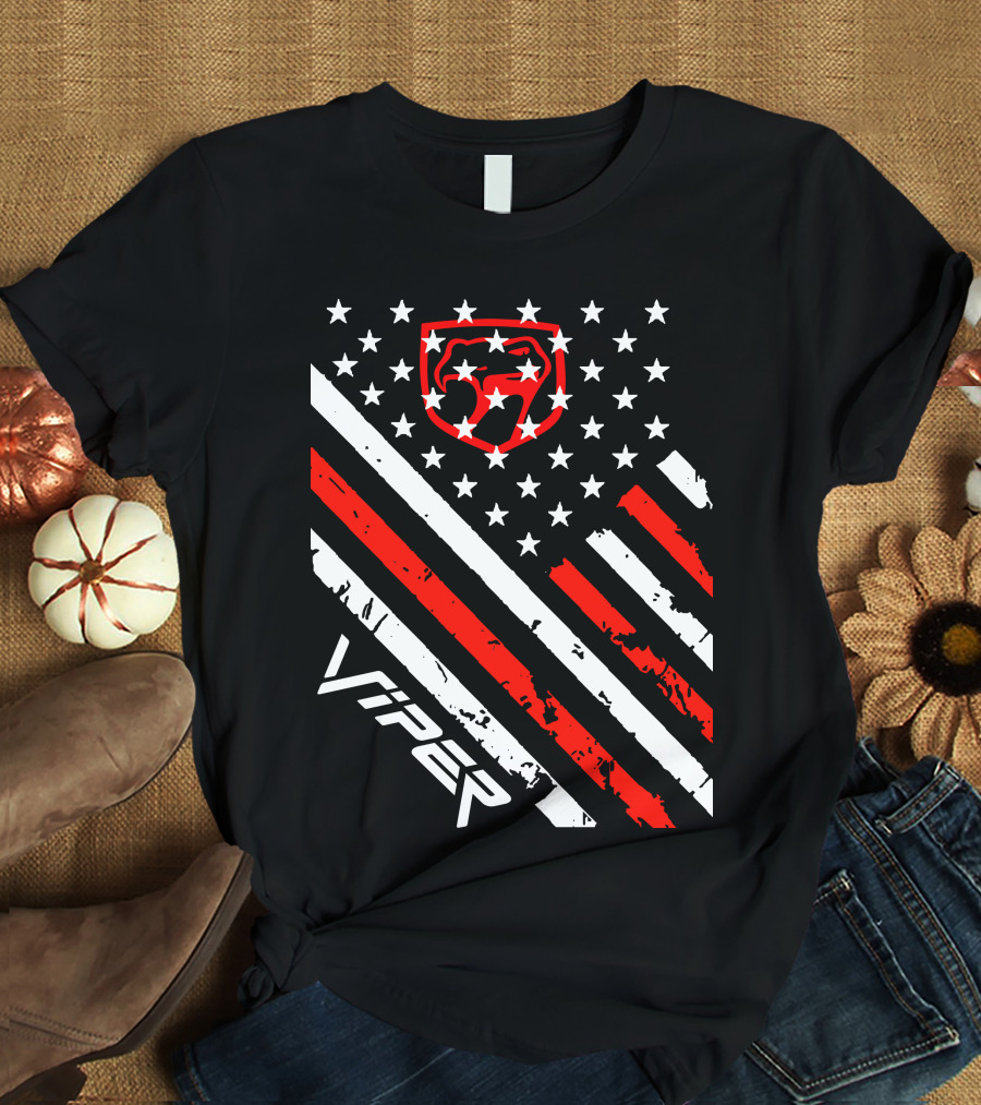 Dodge Viper American Flag Stripes And Stars T-Shirt