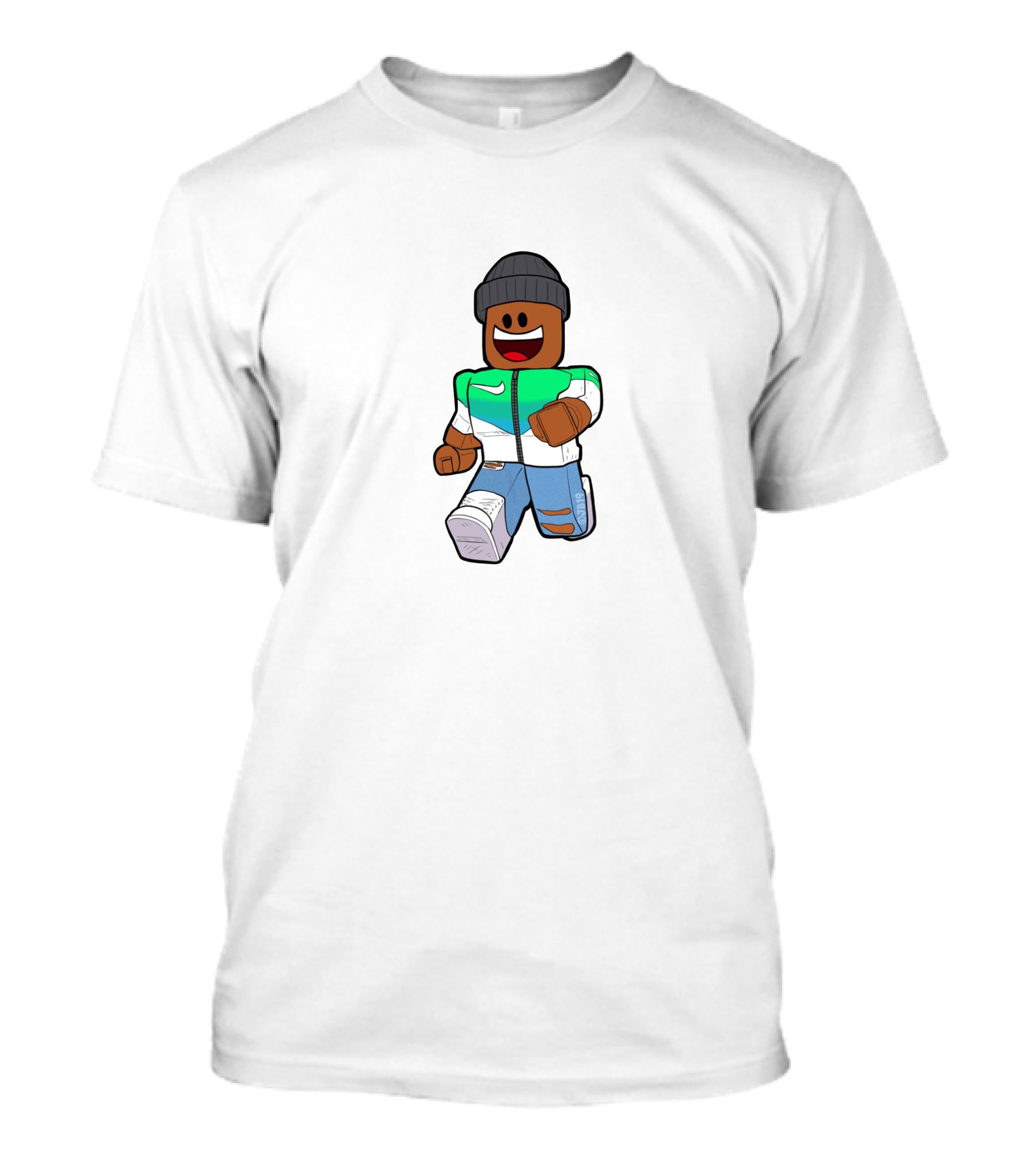 Gaming With Kev Roblox Character Green Jacket Beanie T-Shirt