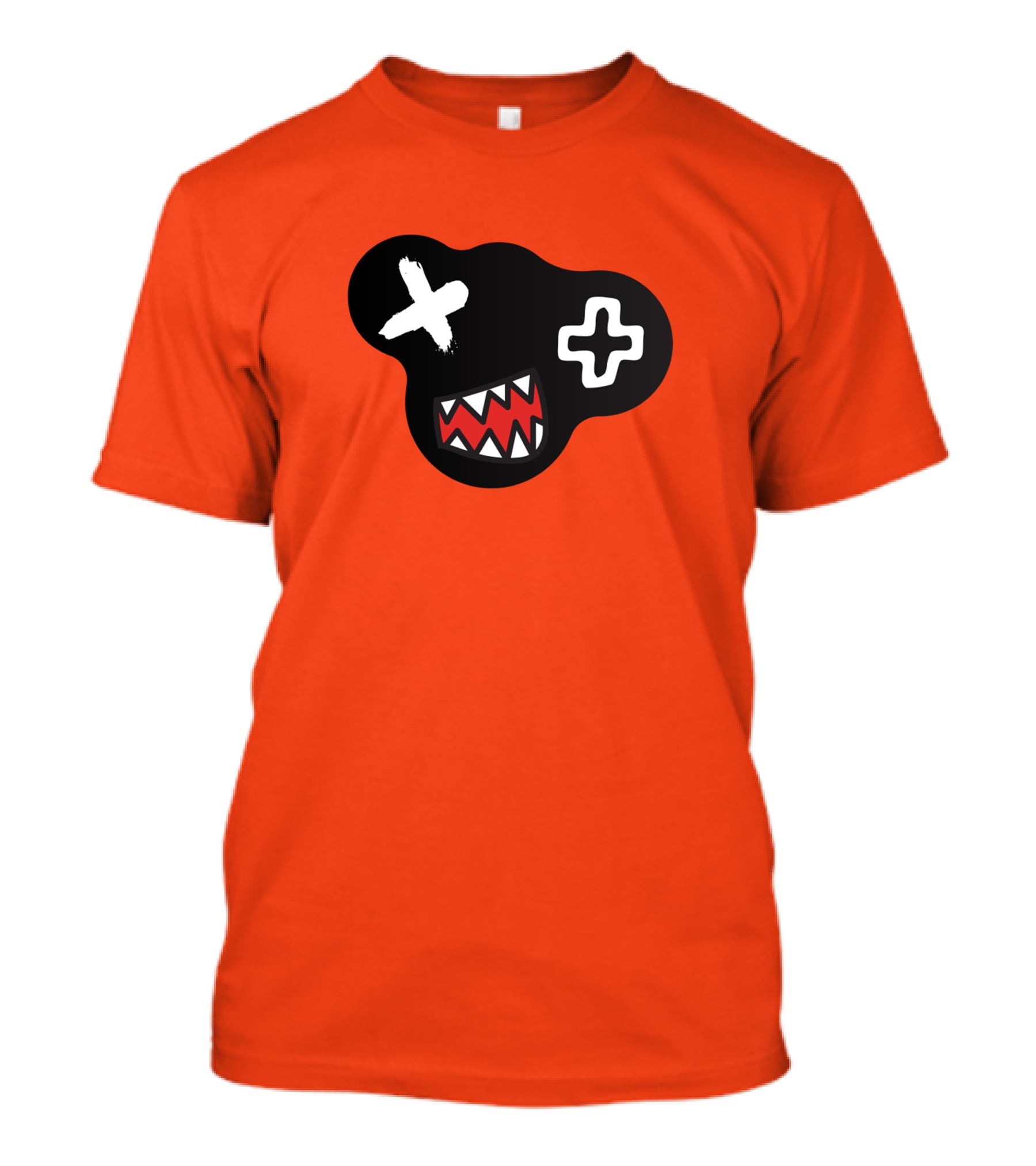 Monstrosity X Plus Mark Teeth Icon On Black Blob Shape T-Shirt