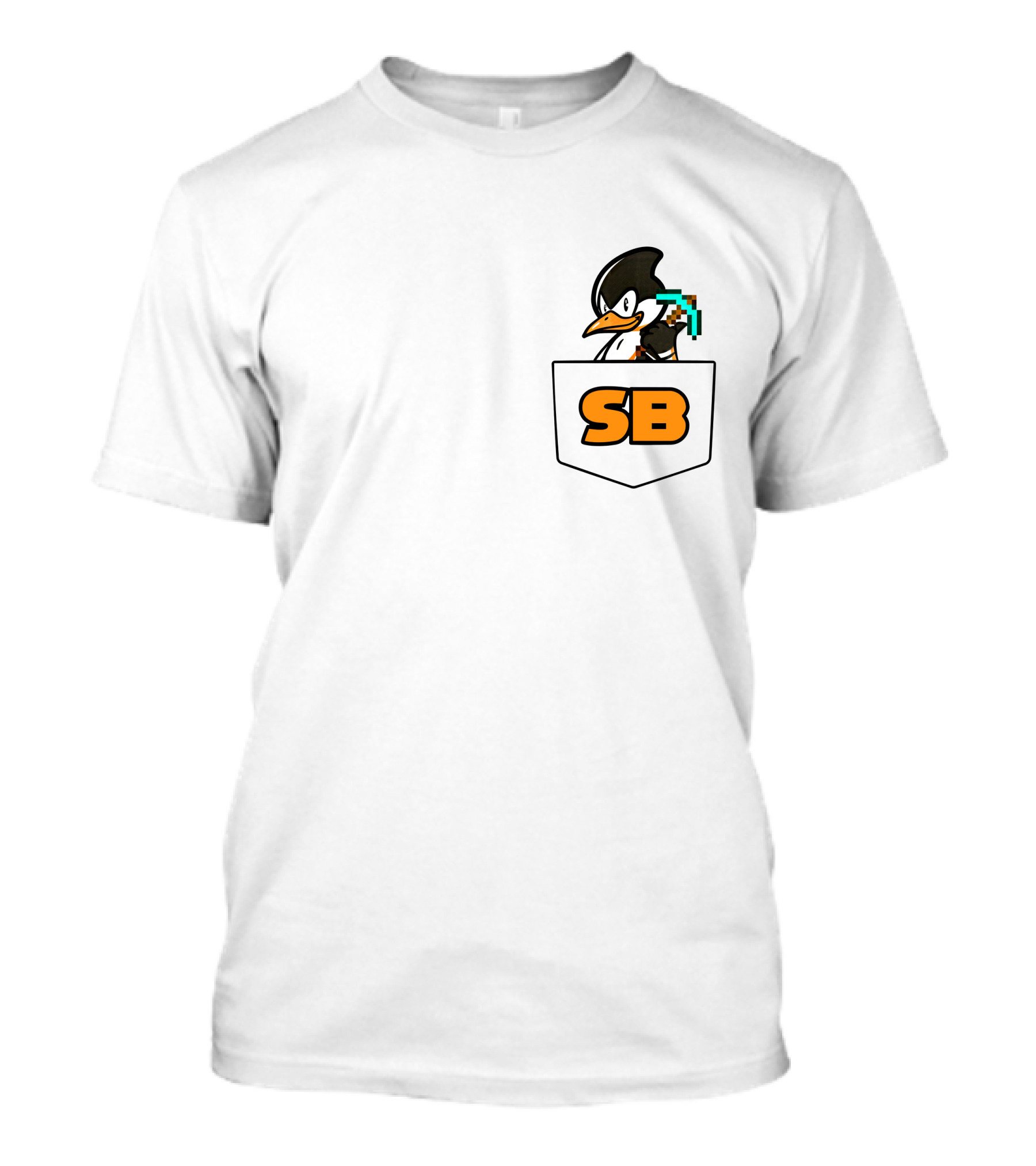 SB737 Penguin With Pickaxe Fake Pocket T-Shirt