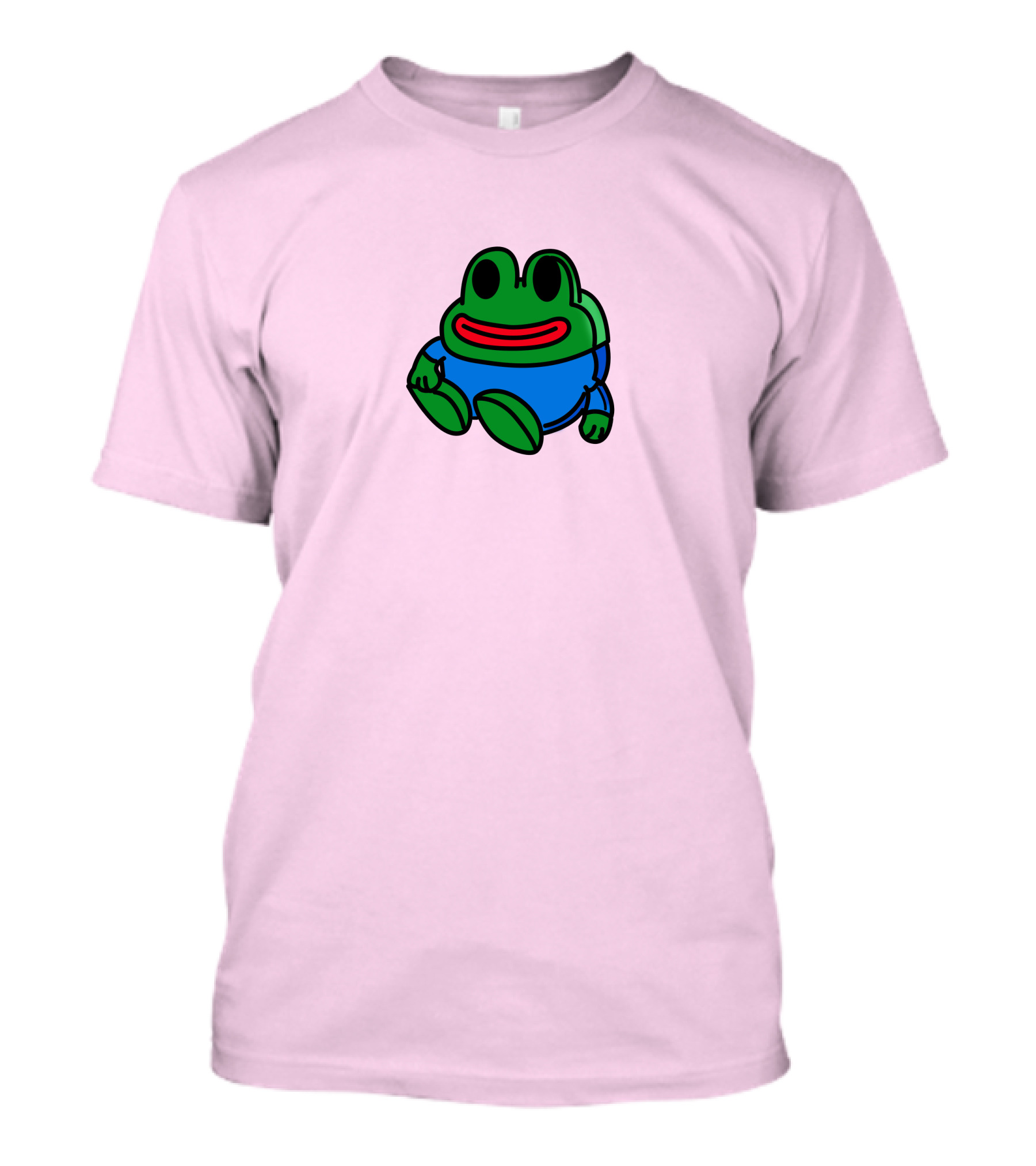 Mizkif Sat REALMizkif Pepe Frog Sitting Cartoon Pink Background T-Shirt