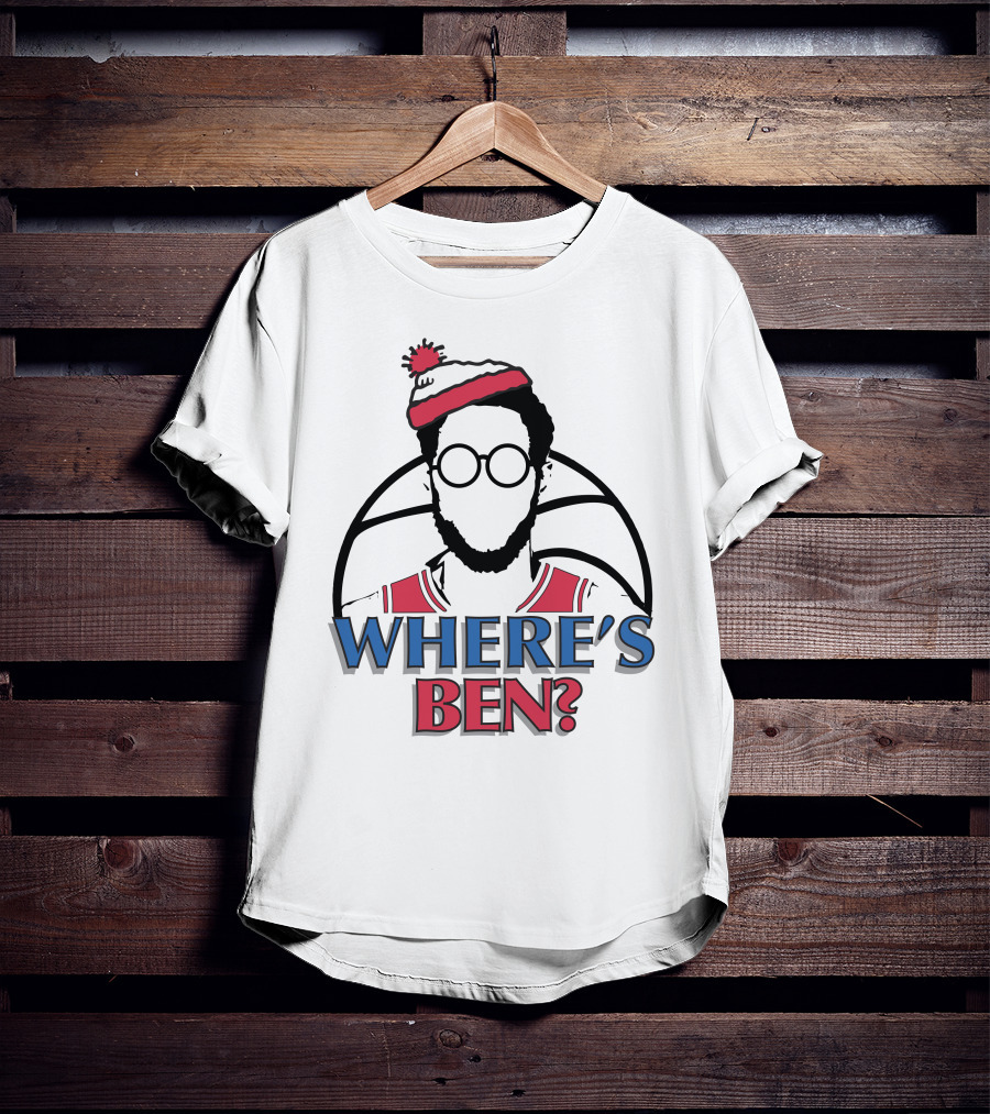 Philadelphia Where Is Ben Simmons Chickie And Pete’s In South Philly 94WIP Sports Radio Where's Ben Basketball T-Shirt
