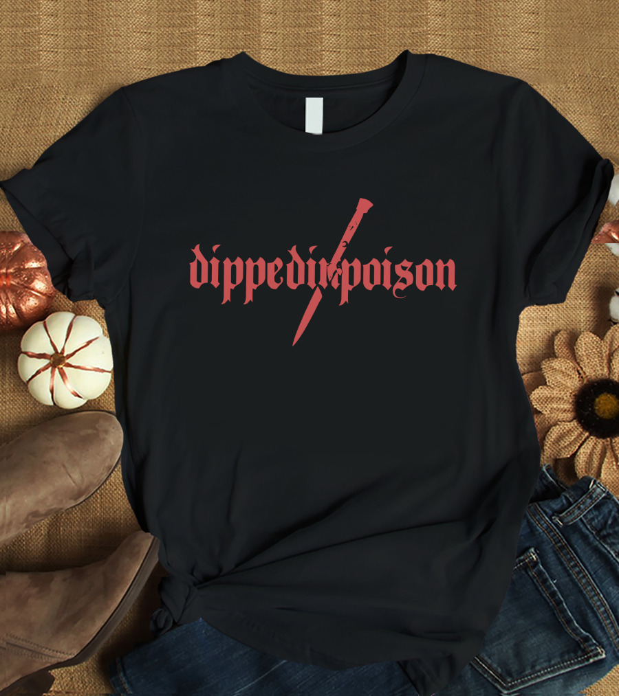Dippedinpoison Merch Store Stiletto Poison Red Gothic Dagger T-Shirt