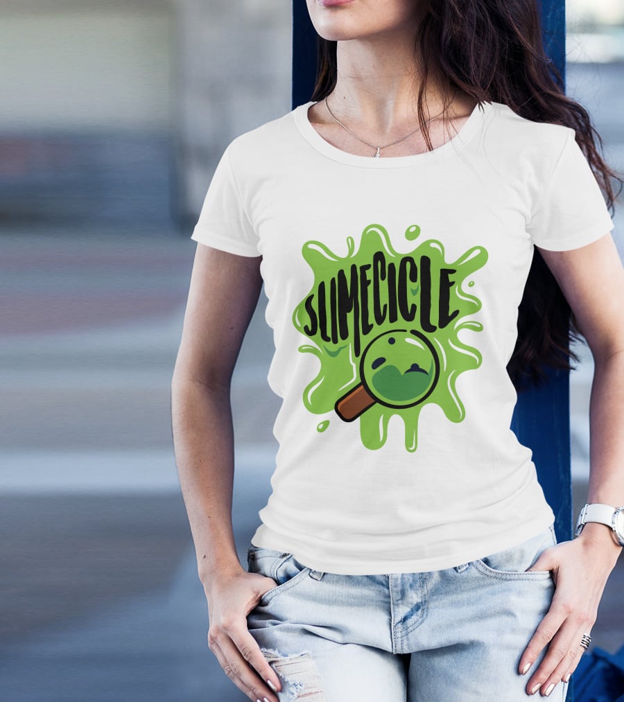 Slimecicle Green Splat Magnifying Glass T-Shirt